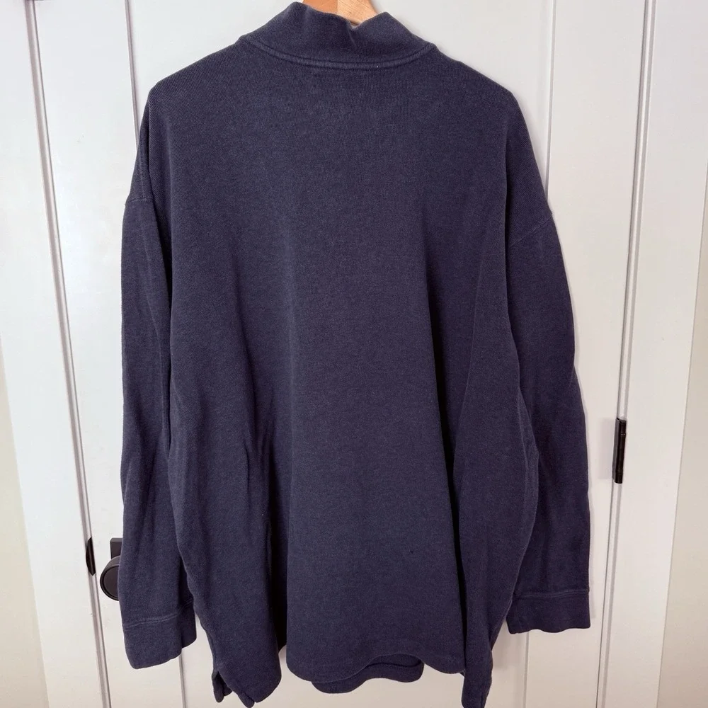 Vtg. Polo Ralph Lauren Pullover Mens 4XB Blue 100% Cotton Quarter Zip White Pony